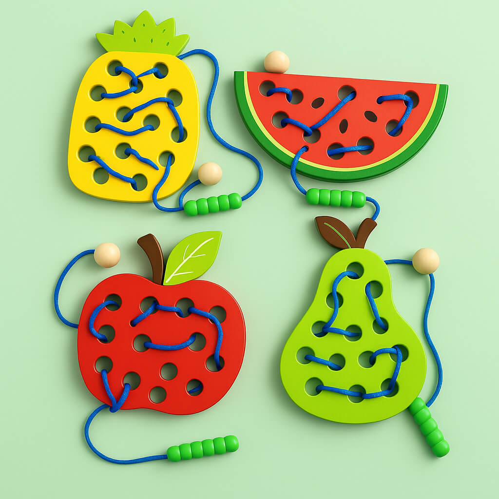 Lacing Caterpillars Eat Fruit Game
