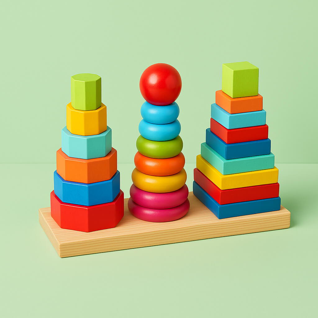 Wooden Rainbow Three Column Tower