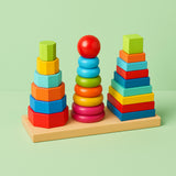 Wooden Rainbow Three Column Tower