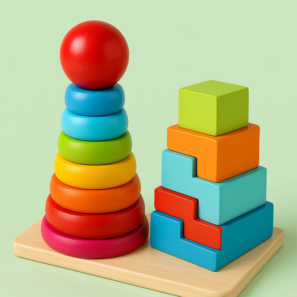 Wooden Rainbow Three Column Tower