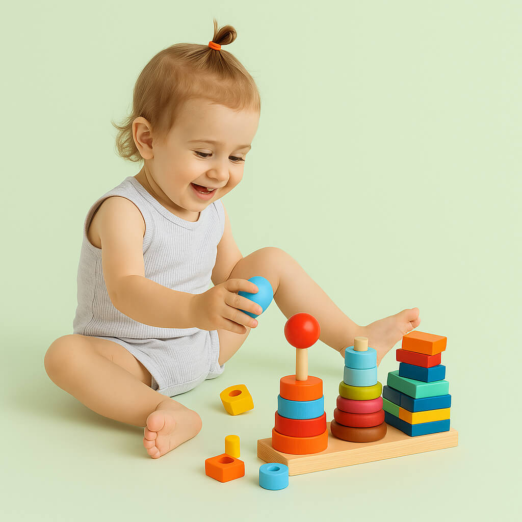 Wooden Rainbow Three Column Tower