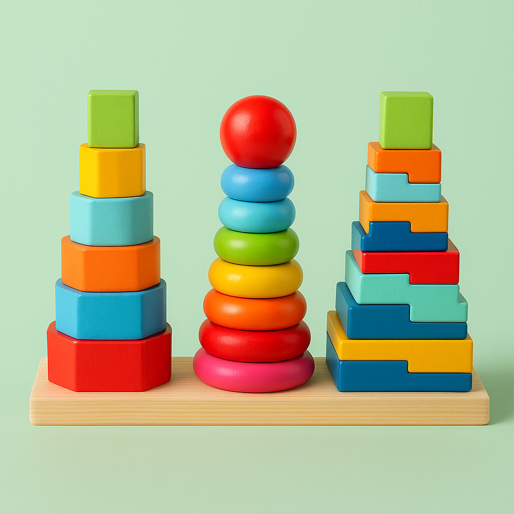 Wooden Rainbow Three Column Tower