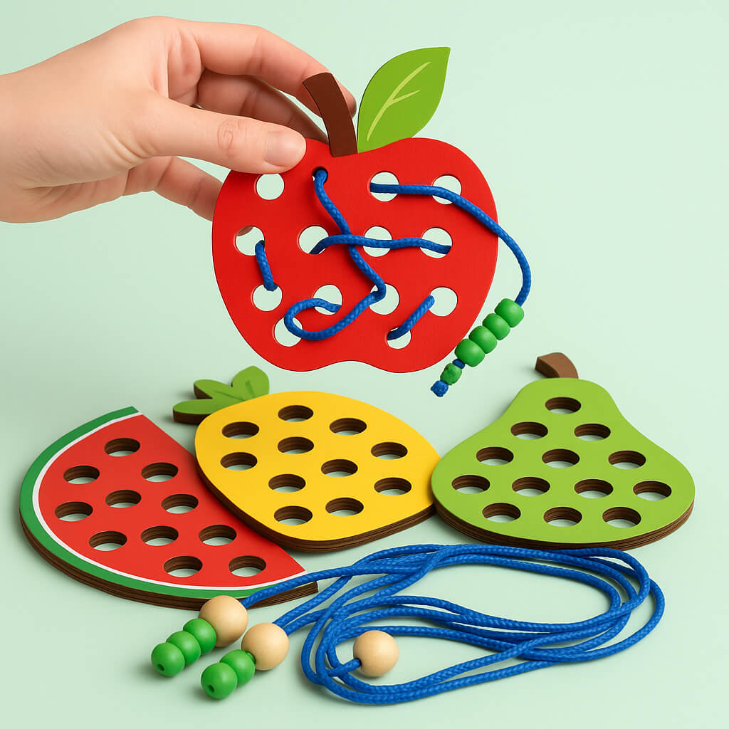Lacing Caterpillars Eat Fruit Game