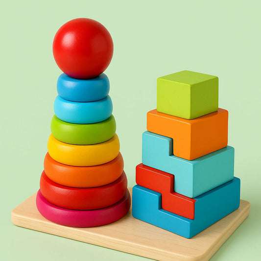 Wooden Rainbow Three Column Tower